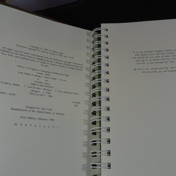 Lean Italian Cooking cook book 1994 spiral backing, EUC~fun recipes. - Picture 3 of 5